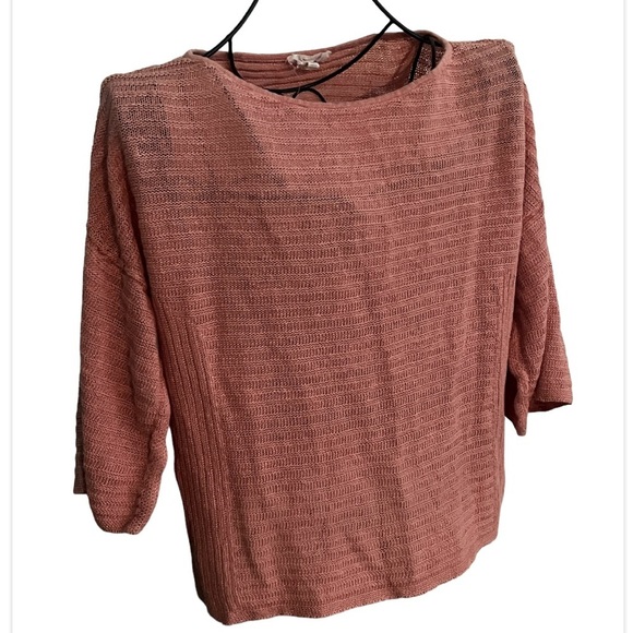 Eileen Fisher Organic Linen Melange Round Neck Top Tunic Peach Sz SP Women - Picture 4 of 8